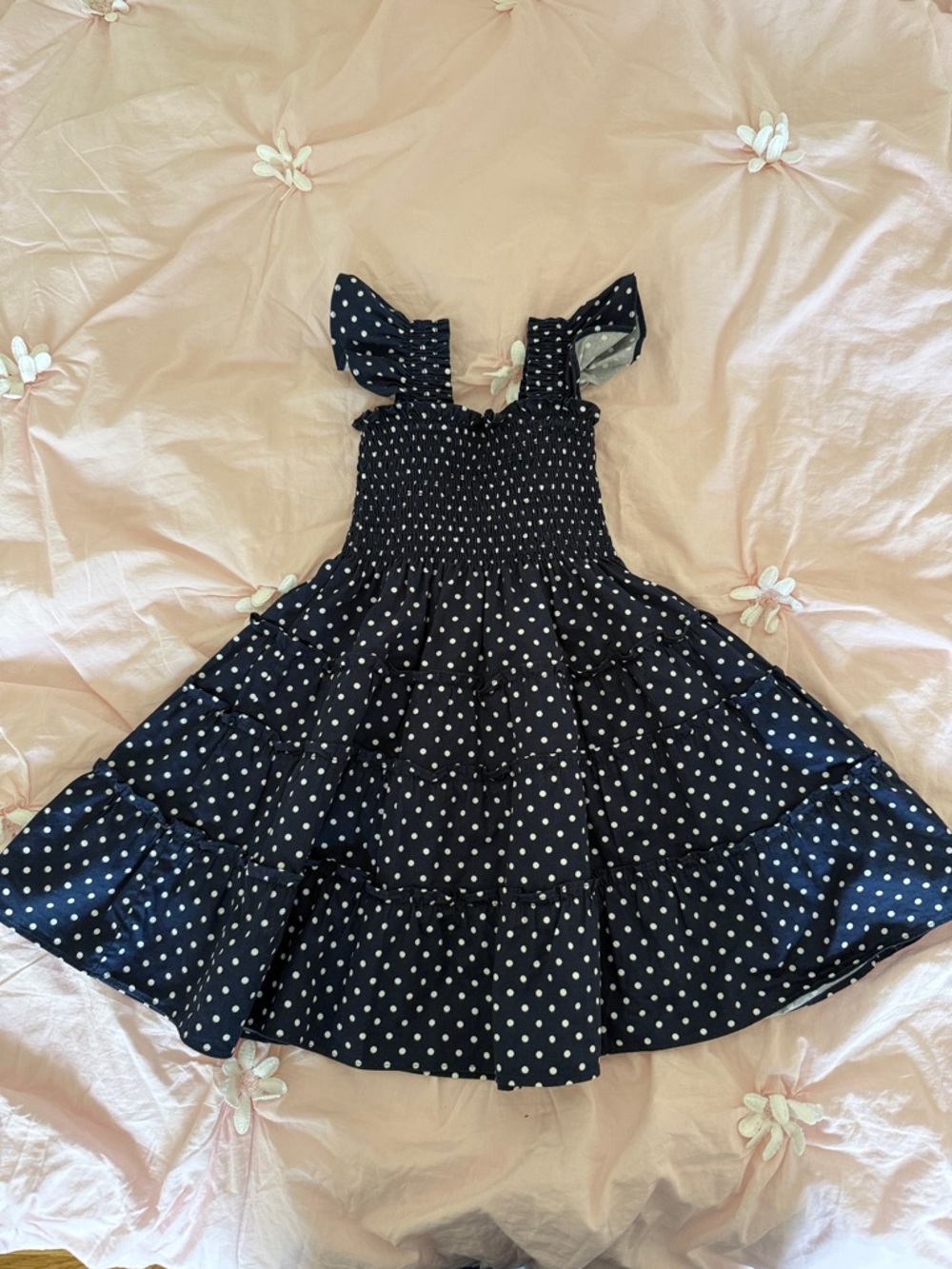 Navy Blue Polka Dot Tiered Sundress
